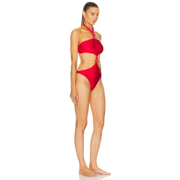 Cult Gaia Caitriona Halter One Piece Swimsuit in Lollipop Red - Picture 4 of 6